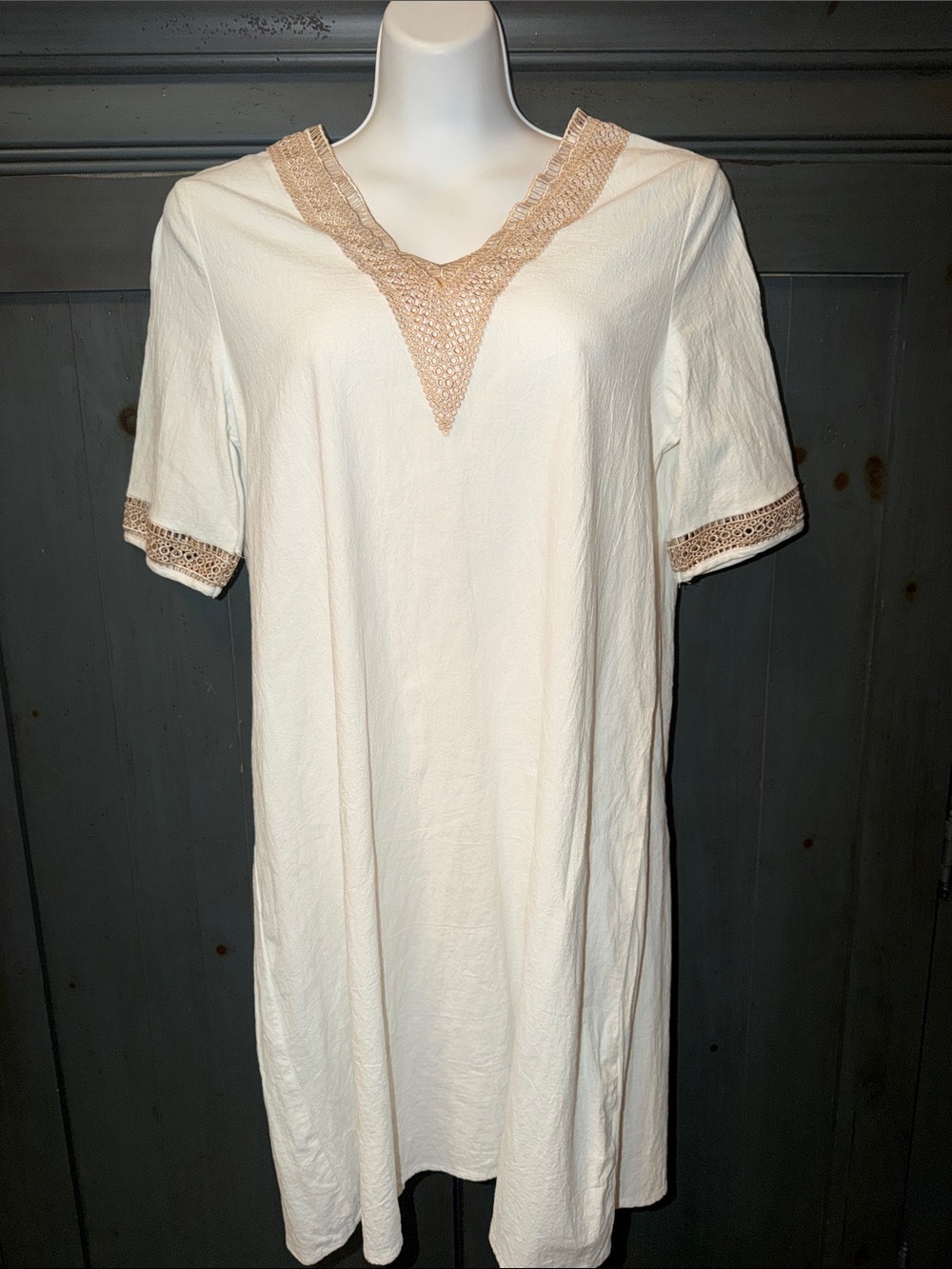 Noracora White Textured Tunic Dress- Size S